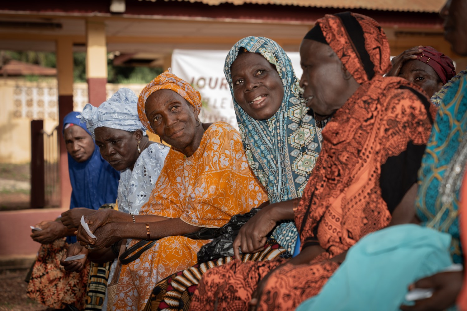 Women from local communities take part in the malaria campaign activities.