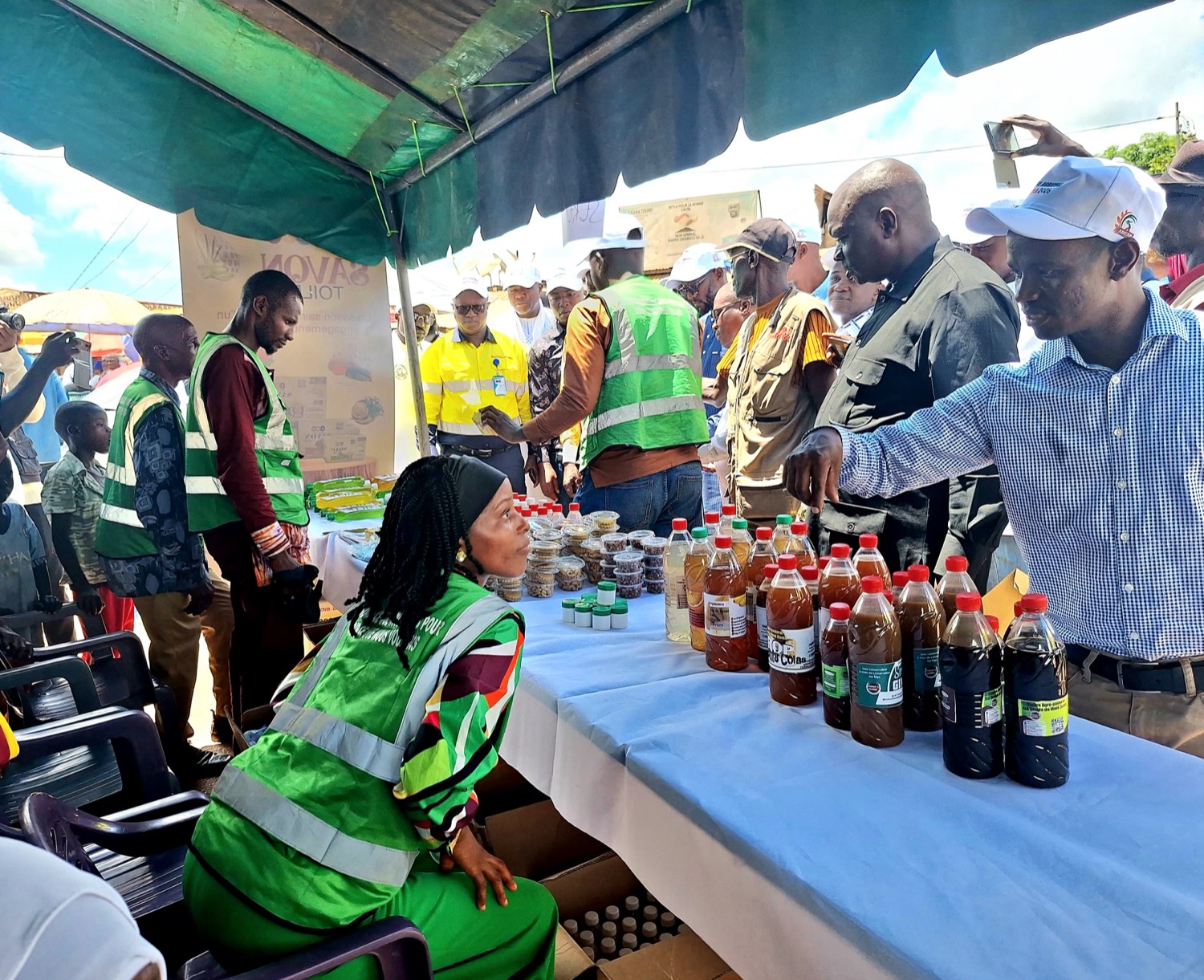 Processed local products showcased by women’s groups at the fair