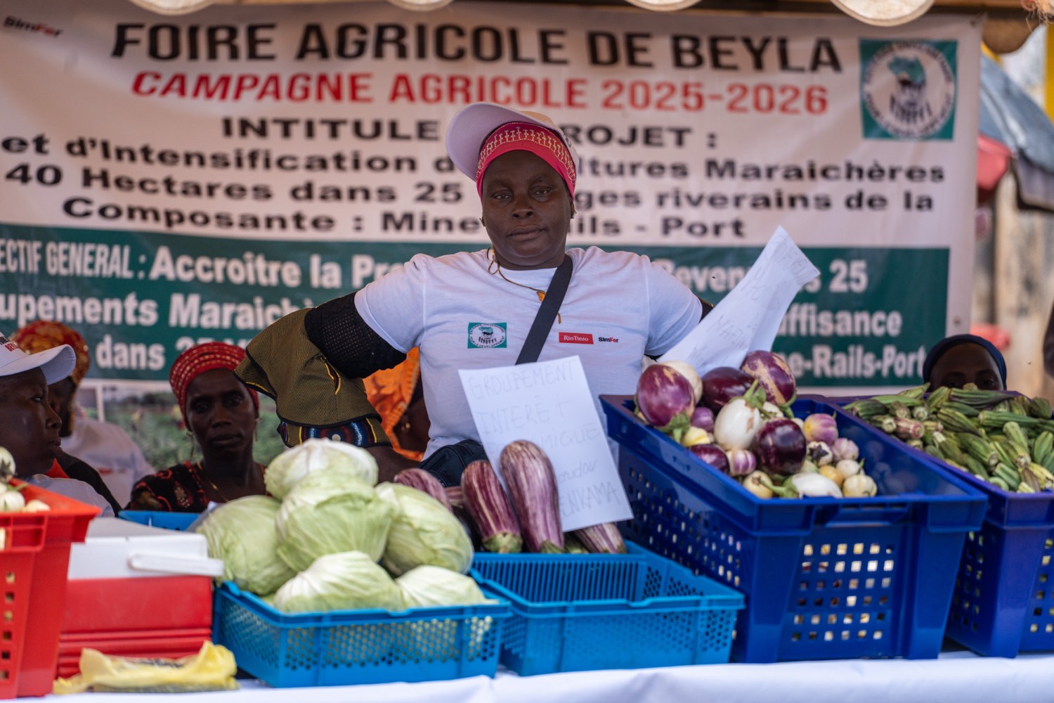 A local producer at her market gardening stand at the Beyla Agricultural Fair
